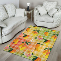 Aloha Hawaii Palaka Print Mango Plumeria Area Rug Tropical Vibes LT7 - Polynesian Pride