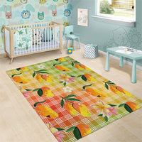 Aloha Hawaii Palaka Print Mango Plumeria Area Rug Tropical Vibes LT7 - Polynesian Pride