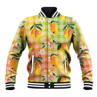Aloha Hawaii Palaka Print Mango Plumeria Baseball Jacket Tropical Vibes LT7 Unisex Multicolor - Polynesian Pride