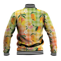 Aloha Hawaii Palaka Print Mango Plumeria Baseball Jacket Tropical Vibes LT7 - Polynesian Pride