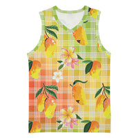 Aloha Hawaii Palaka Print Mango Plumeria Basketball Jersey Tropical Vibes LT7 Unisex Multicolor - Polynesian Pride