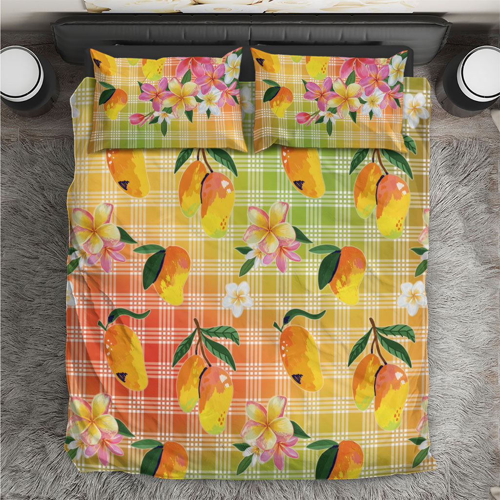Aloha Hawaii Palaka Print Mango Plumeria Bedding Set Tropical Vibes LT7 Multicolor - Polynesian Pride
