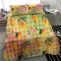 Aloha Hawaii Palaka Print Mango Plumeria Bedding Set Tropical Vibes LT7 - Polynesian Pride