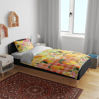 Aloha Hawaii Palaka Print Mango Plumeria Bedding Set Tropical Vibes LT7 - Polynesian Pride