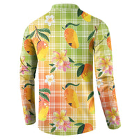 Aloha Hawaii Palaka Print Mango Plumeria Button Sweatshirt Tropical Vibes LT7 - Polynesian Pride