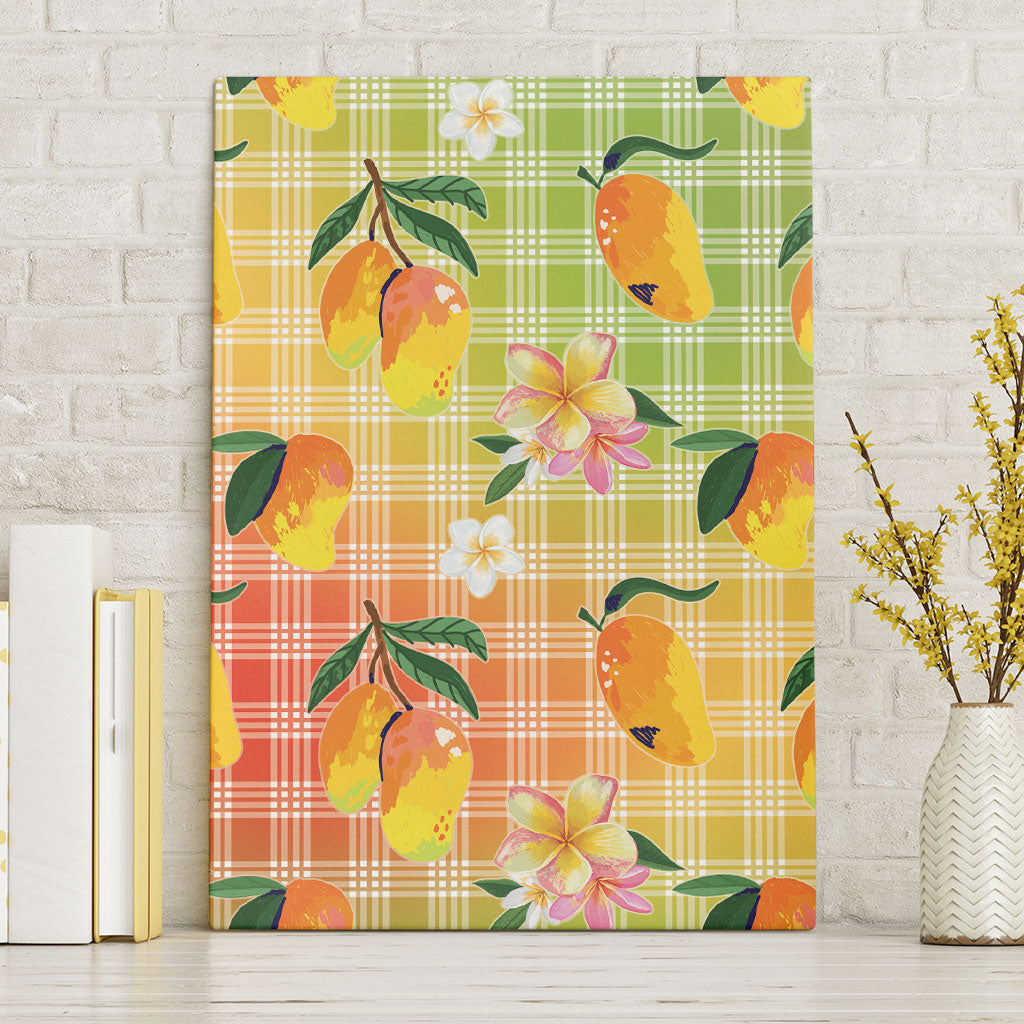 Aloha Hawaii Palaka Print Mango Plumeria Canvas Wall Art Tropical Vibes LT7 Without Frame Multicolor - Polynesian Pride