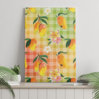 Aloha Hawaii Palaka Print Mango Plumeria Canvas Wall Art Tropical Vibes LT7 - Polynesian Pride