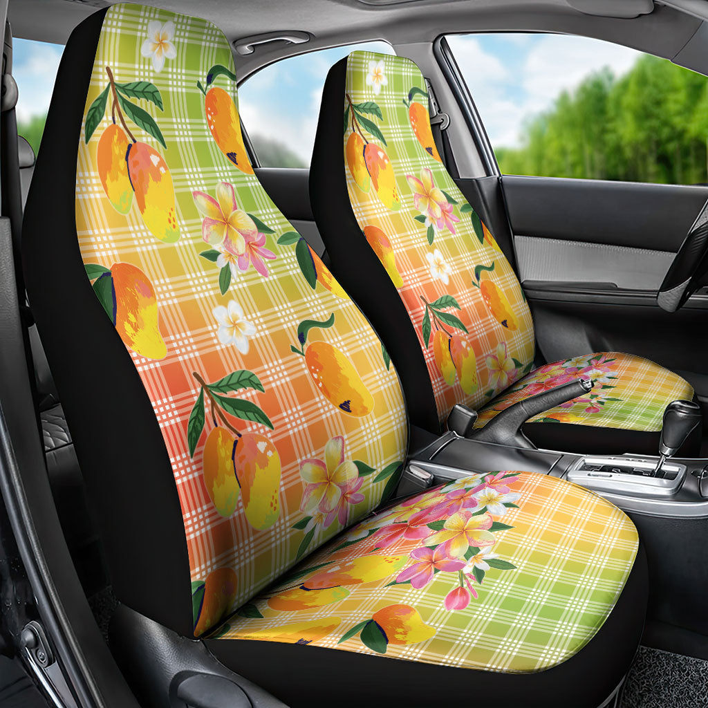 Aloha Hawaii Palaka Print Mango Plumeria Car Seat Cover Tropical Vibes LT7 - Polynesian Pride