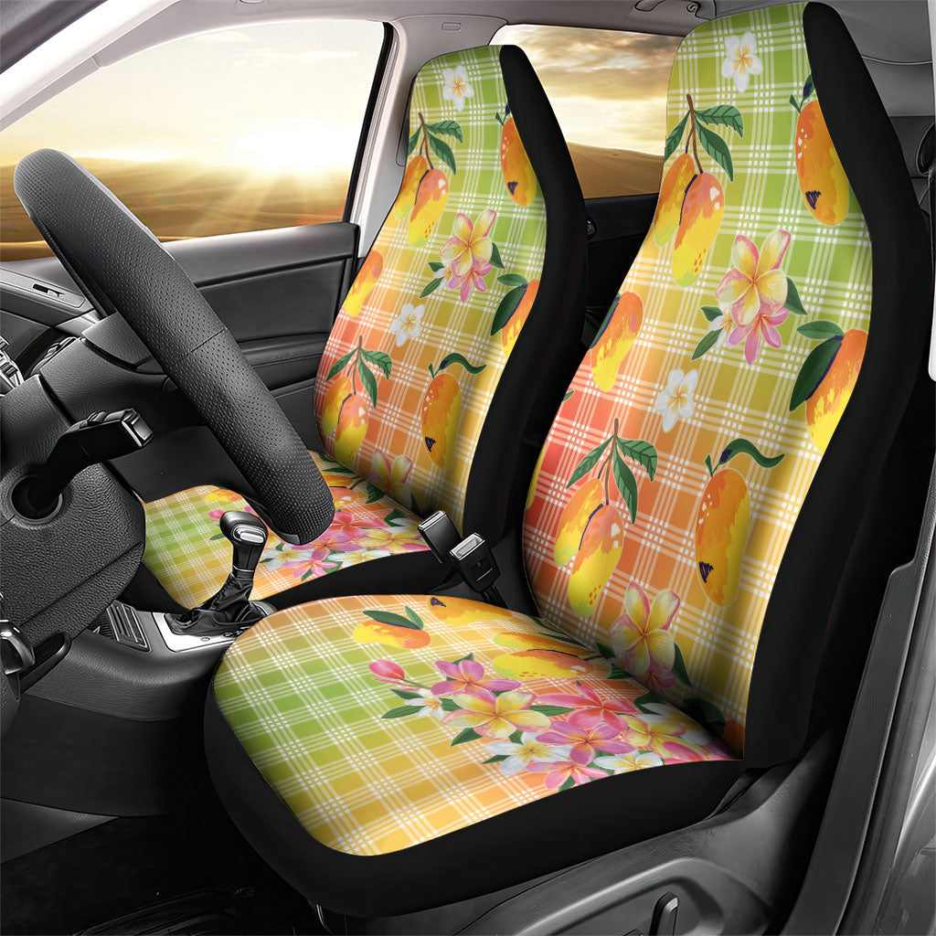 Aloha Hawaii Palaka Print Mango Plumeria Car Seat Cover Tropical Vibes LT7 - Polynesian Pride