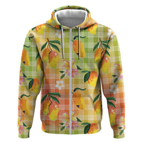 Aloha Hawaii Palaka Print Mango Plumeria Hoodie Tropical Vibes LT7 Zip Hoodie Multicolor - Polynesian Pride