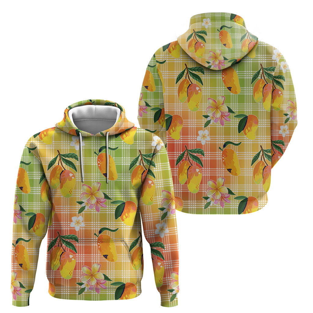 Aloha Hawaii Palaka Print Mango Plumeria Hoodie Tropical Vibes LT7 - Polynesian Pride