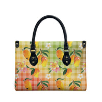 Aloha Hawaii Palaka Print Mango Plumeria Leather Bag Tropical Vibes LT7 - Polynesian Pride