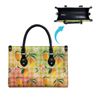 Aloha Hawaii Palaka Print Mango Plumeria Leather Bag Tropical Vibes LT7 - Polynesian Pride