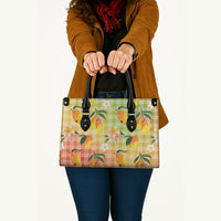 Aloha Hawaii Palaka Print Mango Plumeria Leather Bag Tropical Vibes LT7 - Polynesian Pride