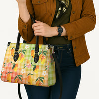 Aloha Hawaii Palaka Print Mango Plumeria Leather Bag Tropical Vibes LT7 - Polynesian Pride