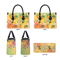 Aloha Hawaii Palaka Print Mango Plumeria Leather Bag Tropical Vibes LT7 - Polynesian Pride