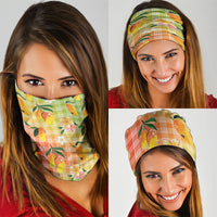Aloha Hawaii Palaka Print Mango Plumeria Neck Gaiter Tropical Vibes LT7 - Polynesian Pride