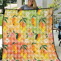 Aloha Hawaii Palaka Print Mango Plumeria Quilt Tropical Vibes LT7 Multicolor - Polynesian Pride
