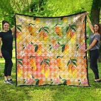 Aloha Hawaii Palaka Print Mango Plumeria Quilt Tropical Vibes LT7 - Polynesian Pride