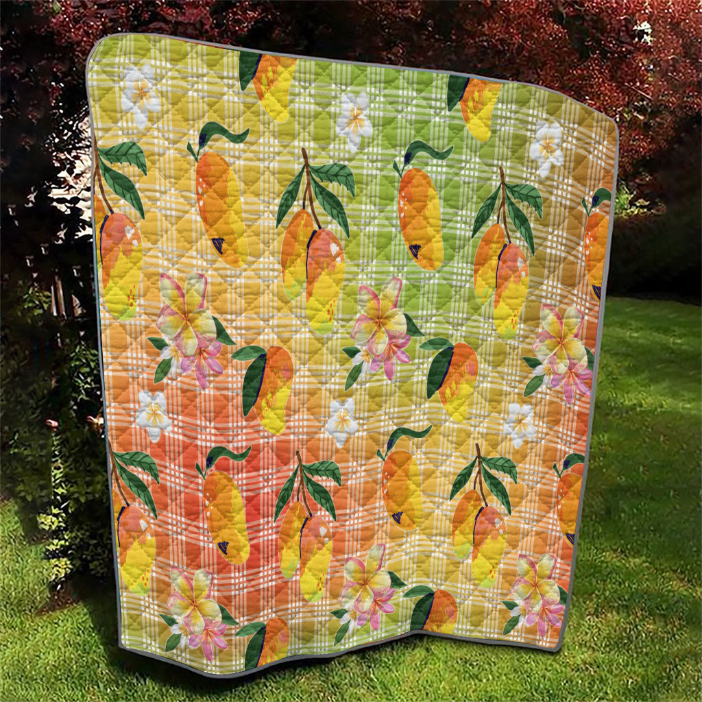 Aloha Hawaii Palaka Print Mango Plumeria Quilt Tropical Vibes LT7 - Polynesian Pride