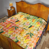 Aloha Hawaii Palaka Print Mango Plumeria Quilt Tropical Vibes LT7 - Polynesian Pride