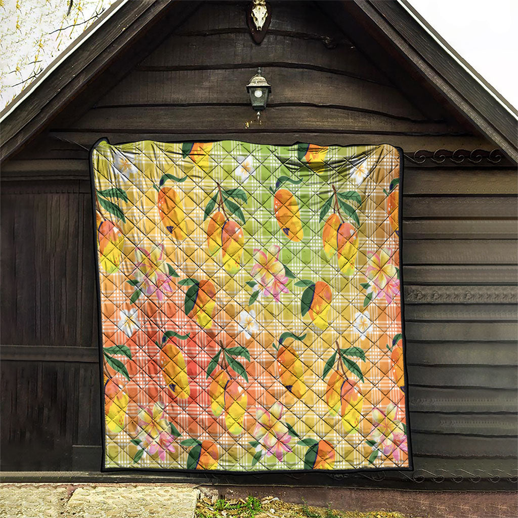 Aloha Hawaii Palaka Print Mango Plumeria Quilt Tropical Vibes LT7 - Polynesian Pride