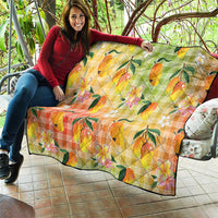 Aloha Hawaii Palaka Print Mango Plumeria Quilt Tropical Vibes LT7 - Polynesian Pride