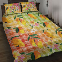 Aloha Hawaii Palaka Print Mango Plumeria Quilt Bed Set Tropical Vibes LT7 Multicolor - Polynesian Pride