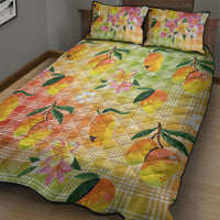Aloha Hawaii Palaka Print Mango Plumeria Quilt Bed Set Tropical Vibes LT7 - Polynesian Pride