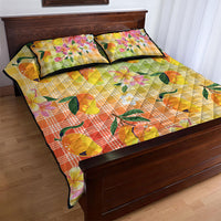 Aloha Hawaii Palaka Print Mango Plumeria Quilt Bed Set Tropical Vibes LT7 - Polynesian Pride