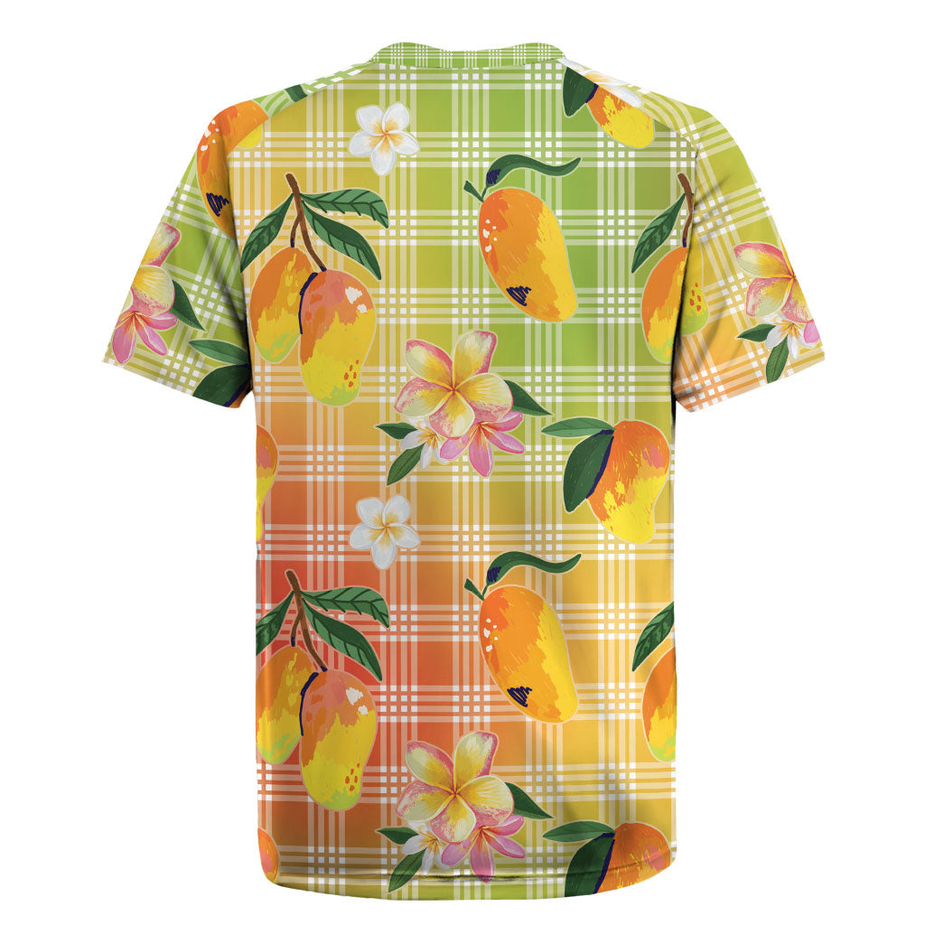 Aloha Hawaii Palaka Print Mango Plumeria Rugby Jersey Tropical Vibes LT7 - Polynesian Pride
