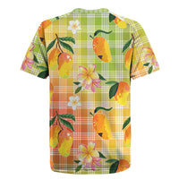 Aloha Hawaii Palaka Print Mango Plumeria Rugby Jersey Tropical Vibes LT7 - Polynesian Pride