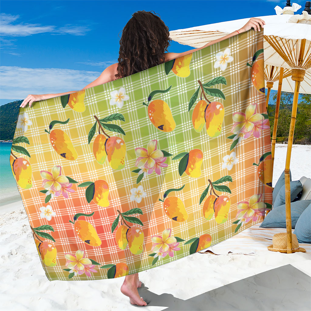 Aloha Hawaii Palaka Print Mango Plumeria Sarong Tropical Vibes LT7 One Size 44 x 66 inches Multicolor - Polynesian Pride