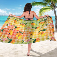 Aloha Hawaii Palaka Print Mango Plumeria Sarong Tropical Vibes LT7 - Polynesian Pride