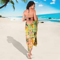 Aloha Hawaii Palaka Print Mango Plumeria Sarong Tropical Vibes LT7 - Polynesian Pride