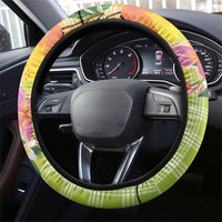 Aloha Hawaii Palaka Print Mango Plumeria Steering Wheel Cover Tropical Vibes LT7 - Polynesian Pride