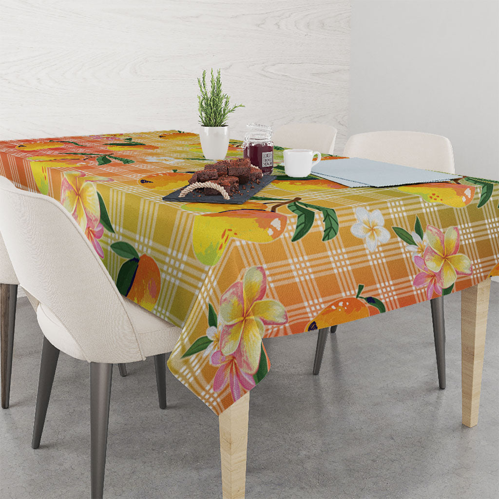 Aloha Hawaii Palaka Print Mango Plumeria Tablecloth Tropical Vibes LT7 - Polynesian Pride