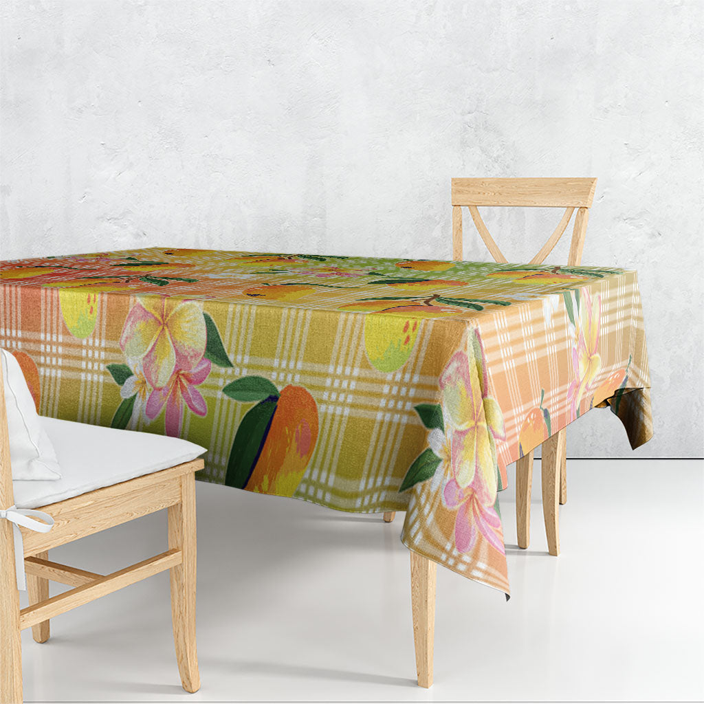 Aloha Hawaii Palaka Print Mango Plumeria Tablecloth Tropical Vibes LT7 - Polynesian Pride