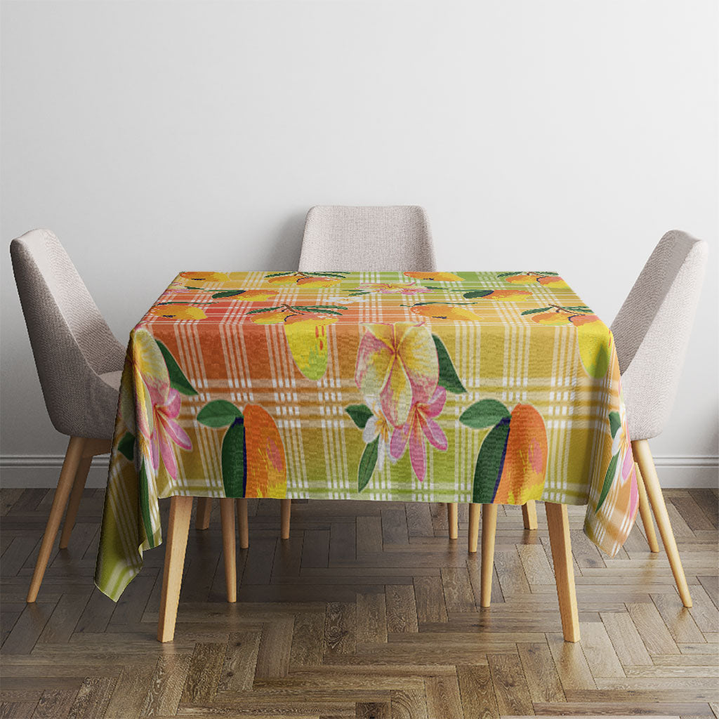 Aloha Hawaii Palaka Print Mango Plumeria Tablecloth Tropical Vibes LT7 - Polynesian Pride