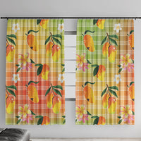 Aloha Hawaii Palaka Print Mango Plumeria Window Curtain Tropical Vibes LT7 With Hooks Multicolor - Polynesian Pride