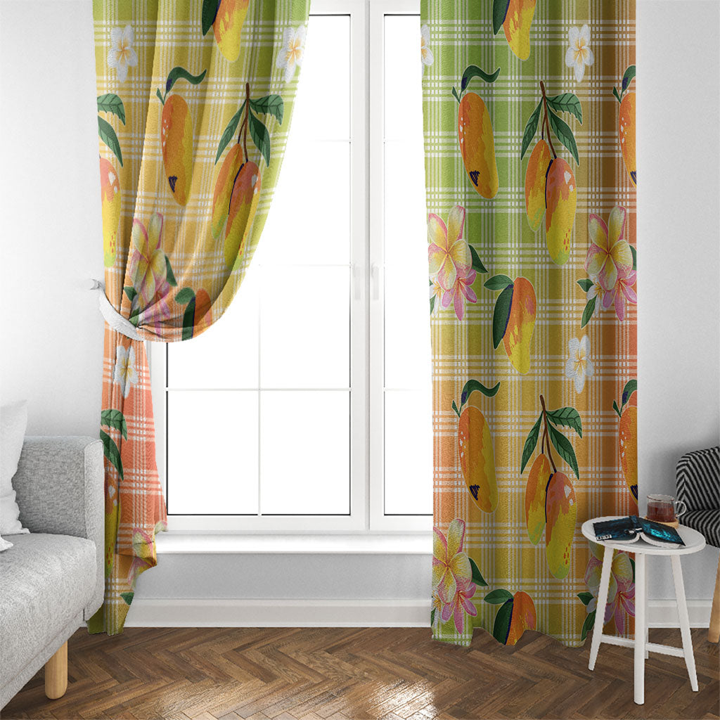 Aloha Hawaii Palaka Print Mango Plumeria Window Curtain Tropical Vibes LT7 - Polynesian Pride