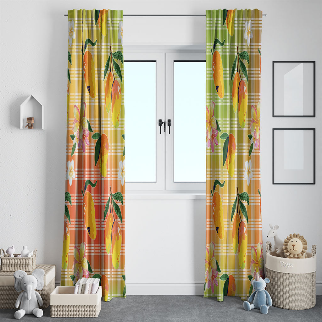 Aloha Hawaii Palaka Print Mango Plumeria Window Curtain Tropical Vibes LT7 - Polynesian Pride