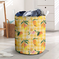 Aloha Hawaii Palaka Print Mango Plumeria Laundry Basket Fresh Lemon LT7 Yellow - Polynesian Pride