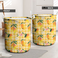 Aloha Hawaii Palaka Print Mango Plumeria Laundry Basket Fresh Lemon LT7 - Polynesian Pride