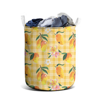 Aloha Hawaii Palaka Print Mango Plumeria Laundry Basket Fresh Lemon LT7 - Polynesian Pride