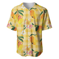 Aloha Hawaii Palaka Print Mango Plumeria Baseball Jersey Fresh Lemon LT7 Yellow - Polynesian Pride