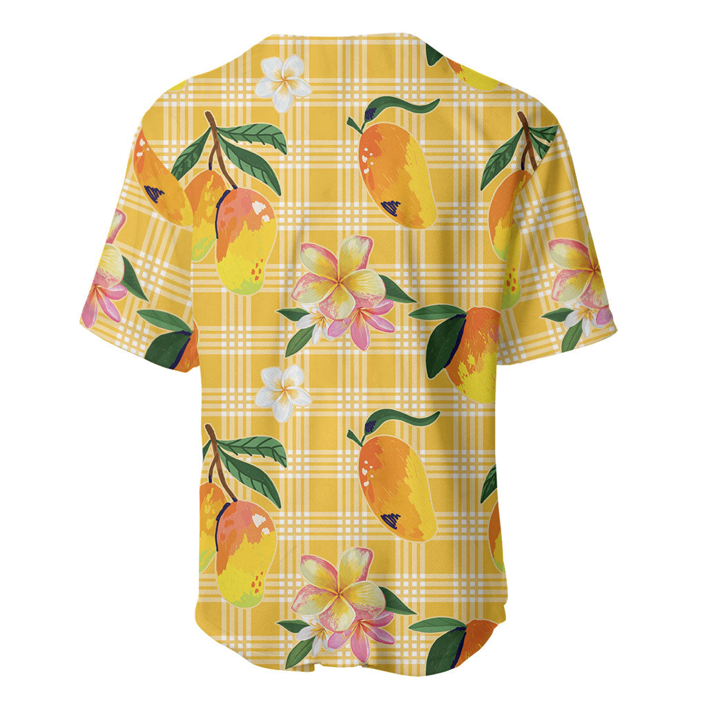 Aloha Hawaii Palaka Print Mango Plumeria Baseball Jersey Fresh Lemon LT7 - Polynesian Pride