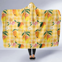 Aloha Hawaii Palaka Print Mango Plumeria Hooded Blanket Fresh Lemon LT7 One Size Yellow - Polynesian Pride