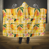 Aloha Hawaii Palaka Print Mango Plumeria Hooded Blanket Fresh Lemon LT7 - Polynesian Pride