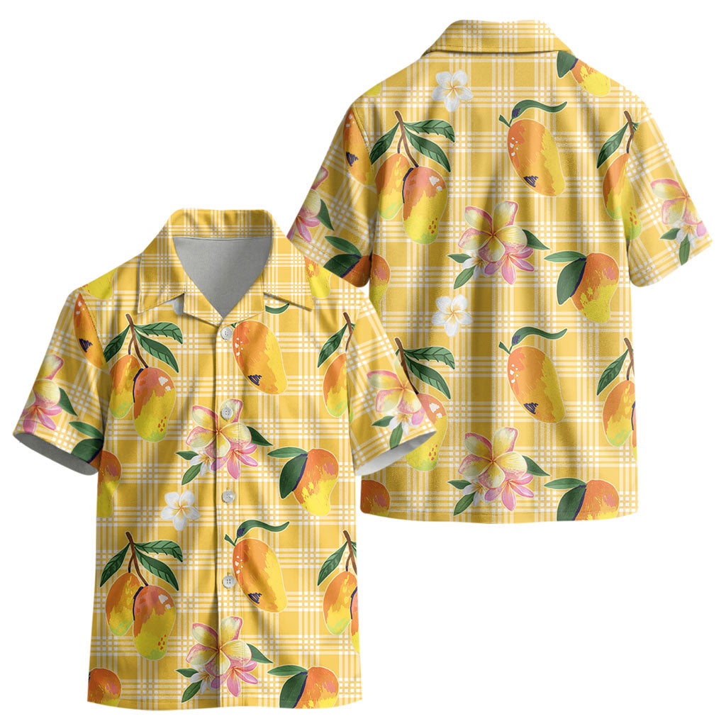 Aloha Hawaii Palaka Print Mango Plumeria Kid Hawaiian Shirt Fresh Lemon LT7 - Polynesian Pride